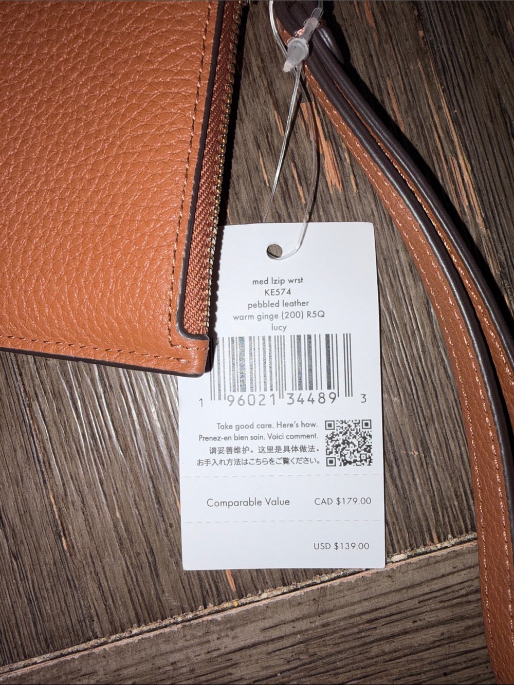 NWT kate spade Tan Pebbled Leather MediumWristlet - Picture 2 of 5